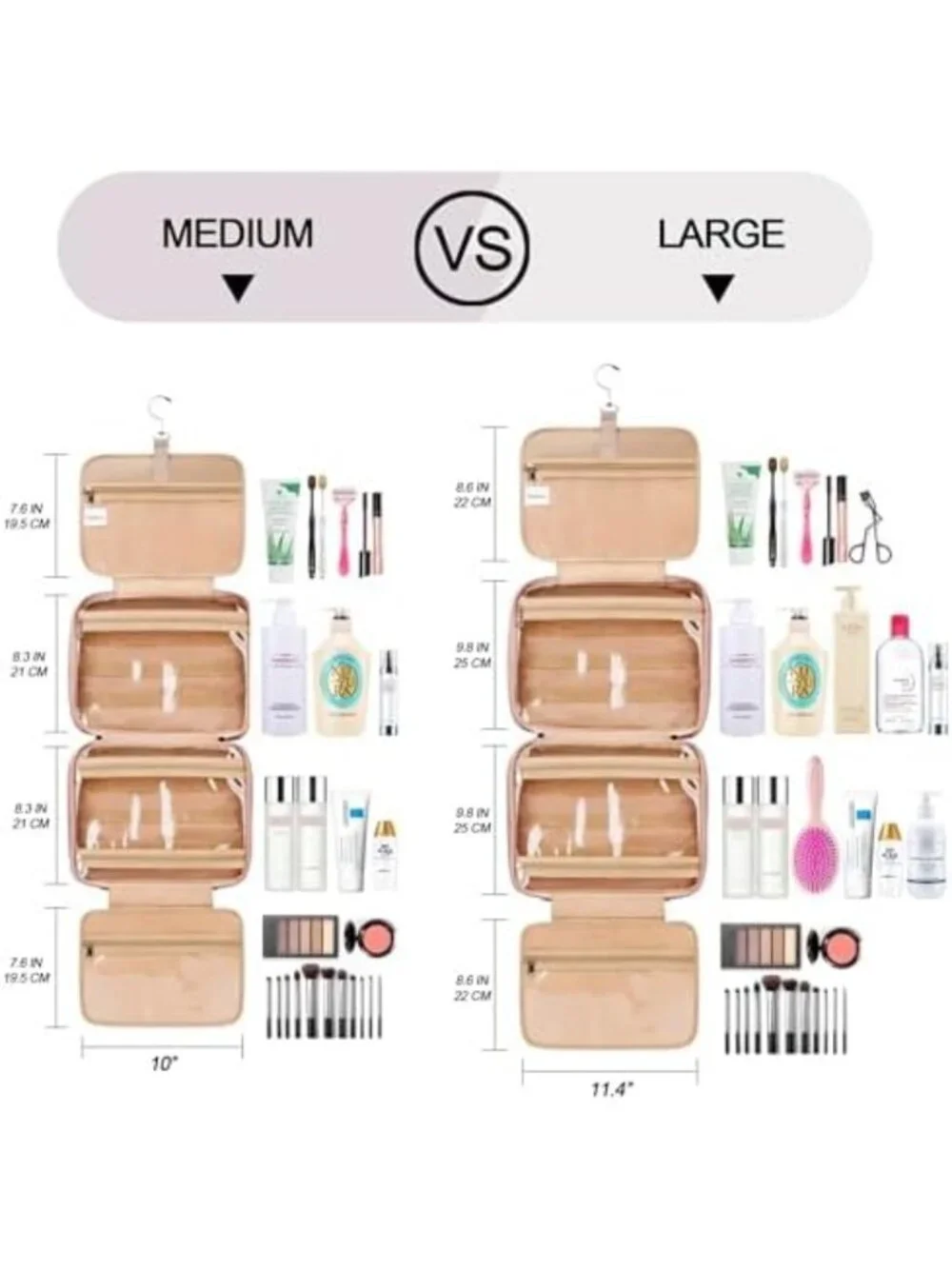 Medium Waterproof Travel Toiletry Bag with Jewelry Organizer & Trolley Belt